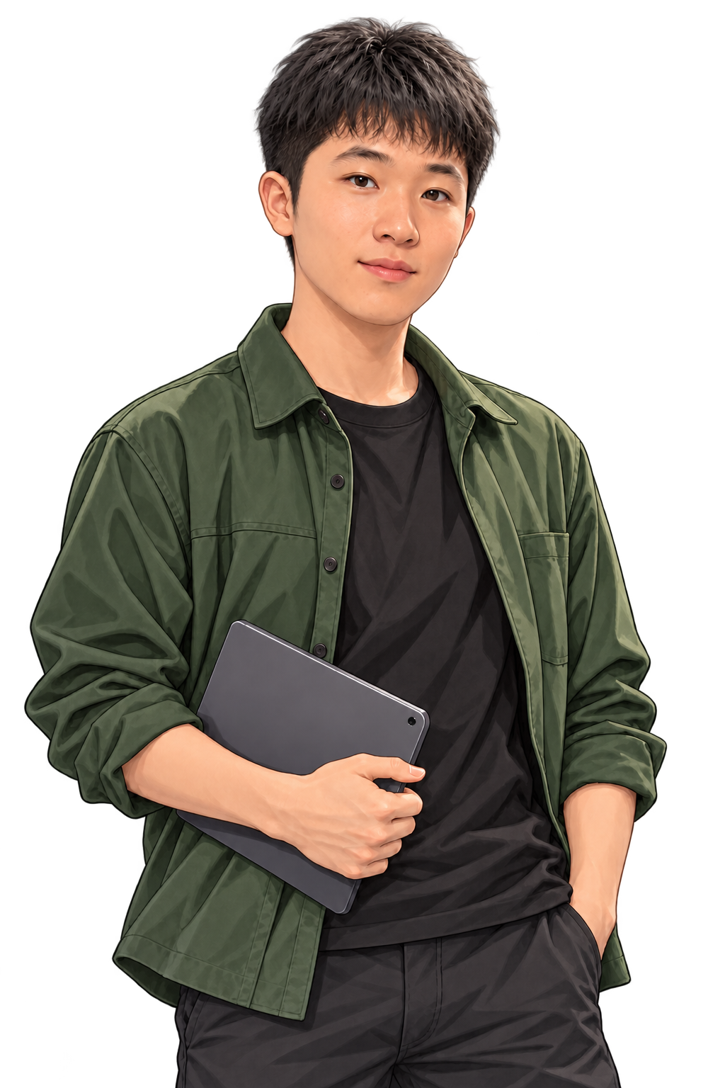 AI-illustrated virtual portrait of Yuan Liao